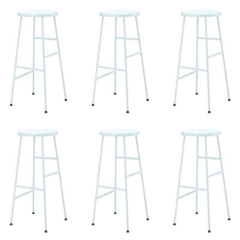 Modern Armless Backless Counter Stool Iron Bar Stool with Seat and Pedal for Cafe