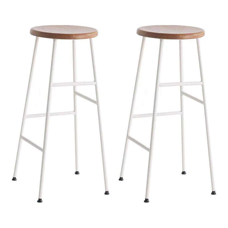 Modern Armless Backless Counter Stool Iron Bar Stool with Seat and Pedal for Cafe