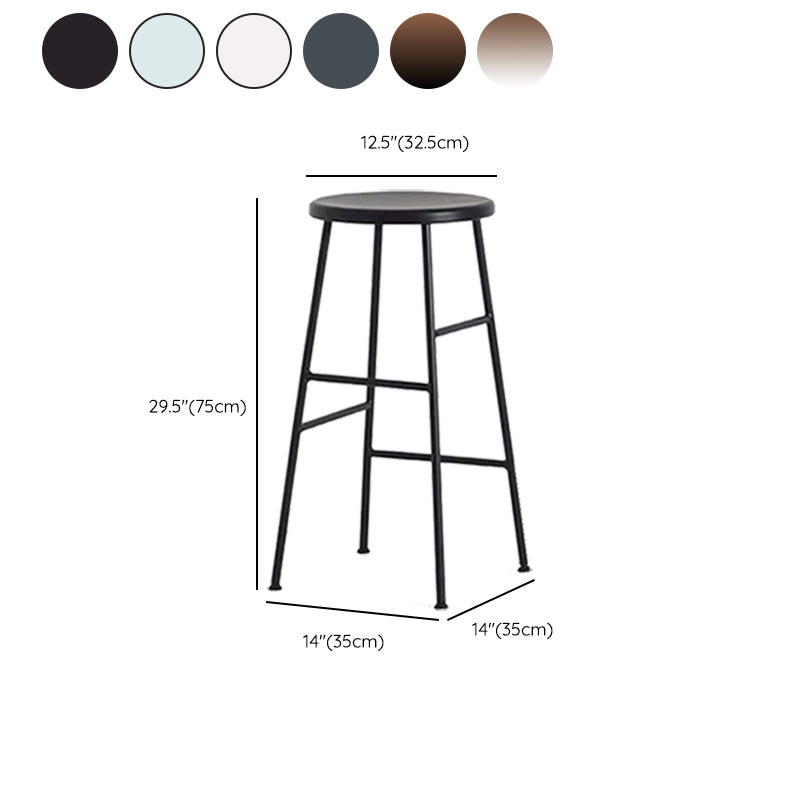 Modern Armless Backless Counter Stool Iron Bar Stool with Seat and Pedal for Cafe