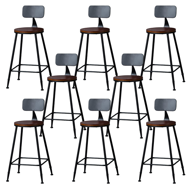Modern Armless Backrest Counter Stool Iron Bar Stool with Wooden Seat for Bar