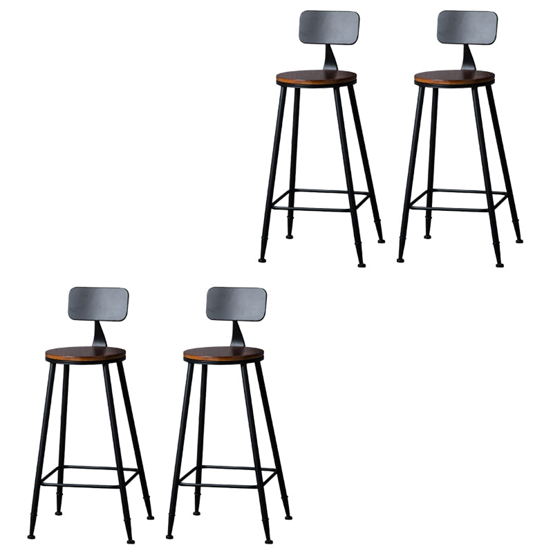 Modern Armless Backrest Counter Stool Iron Bar Stool with Wooden Seat for Bar
