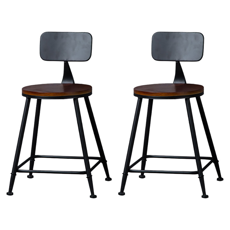 Modern Armless Backrest Counter Stool Iron Bar Stool with Wooden Seat for Bar