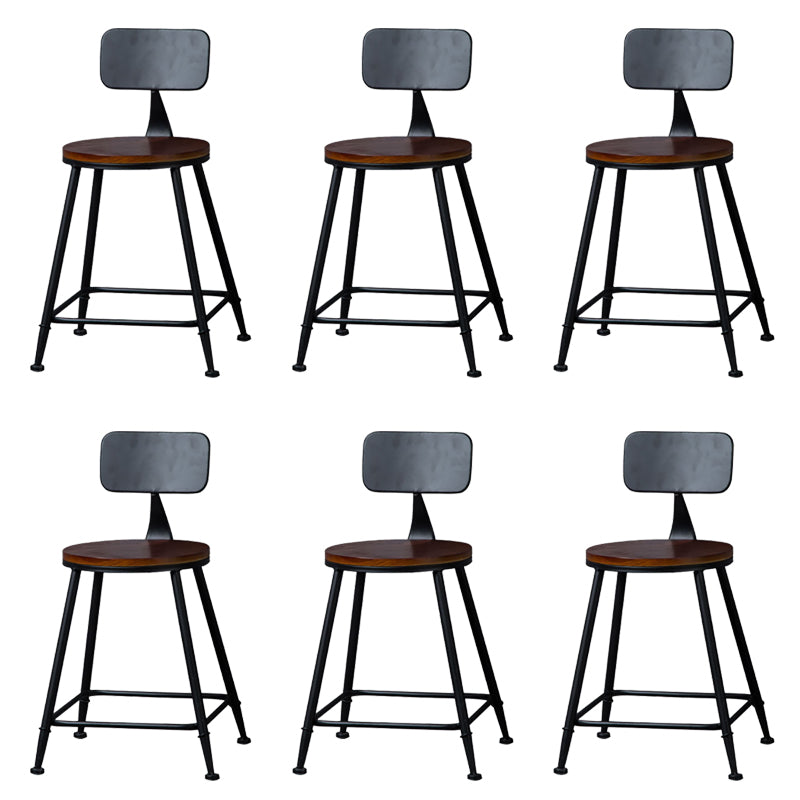 Modern Armless Backrest Counter Stool Iron Bar Stool with Wooden Seat for Bar