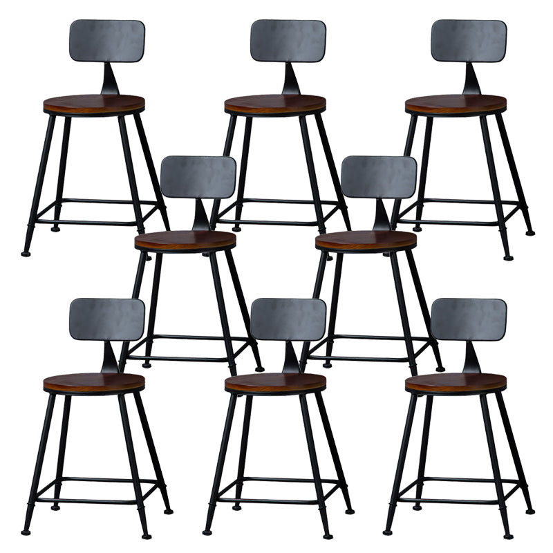 Modern Armless Backrest Counter Stool Iron Bar Stool with Wooden Seat for Bar