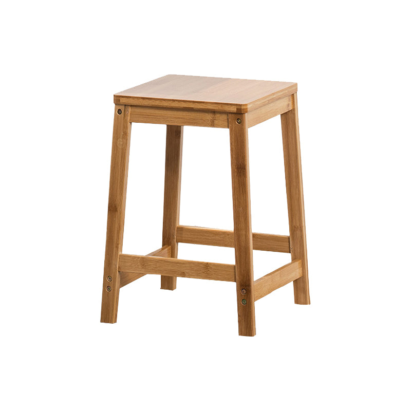Contemporary Dining Stool Square Solid Wood Bar Stool with Footrest
