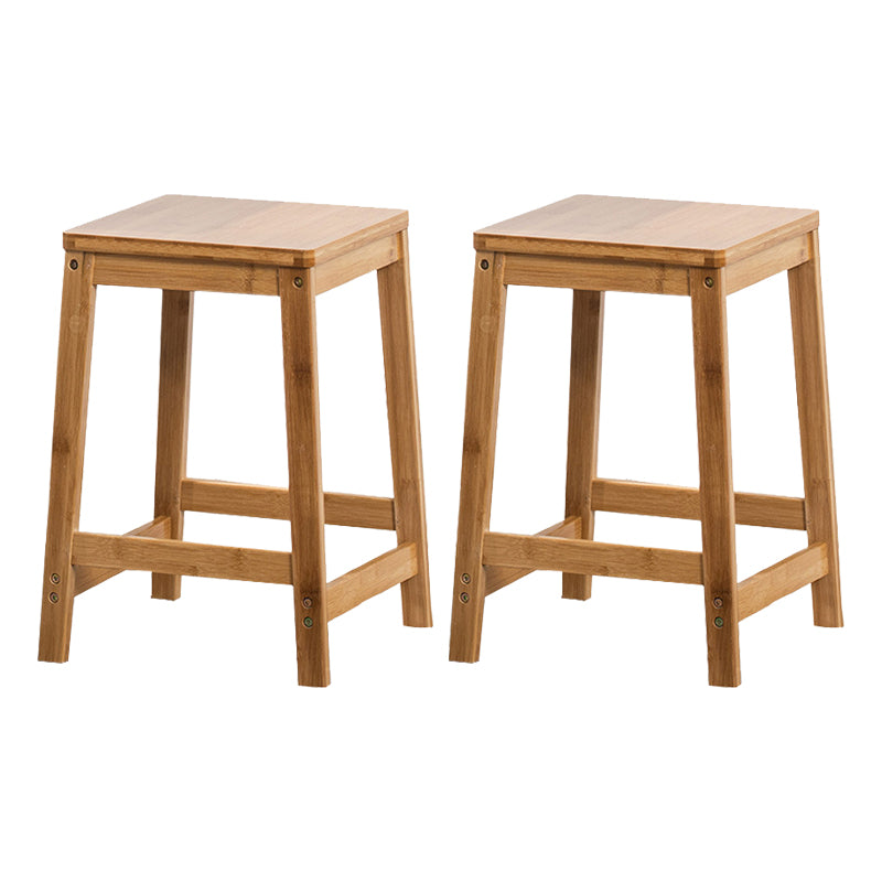 Contemporary Dining Stool Square Solid Wood Bar Stool with Footrest