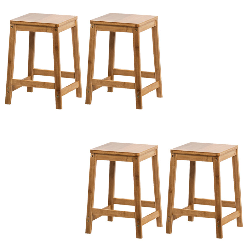 Contemporary Dining Stool Square Solid Wood Bar Stool with Footrest