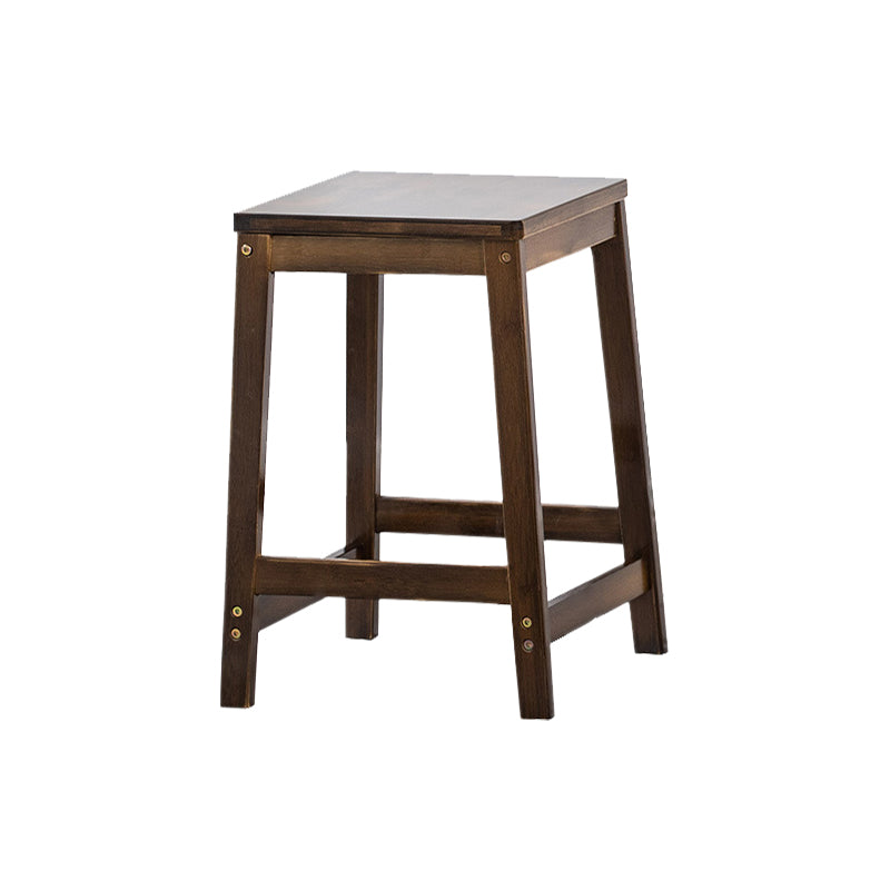 Contemporary Dining Stool Square Solid Wood Bar Stool with Footrest