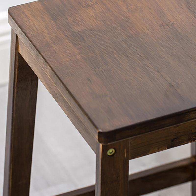 Contemporary Dining Stool Square Solid Wood Bar Stool with Footrest
