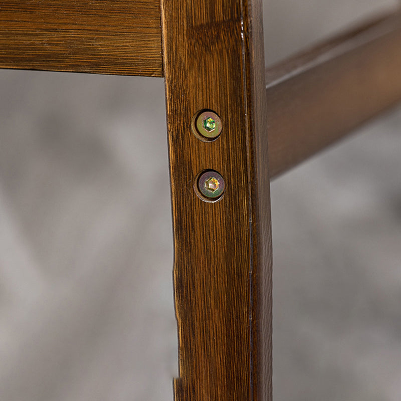 Contemporary Dining Stool Square Solid Wood Bar Stool with Footrest