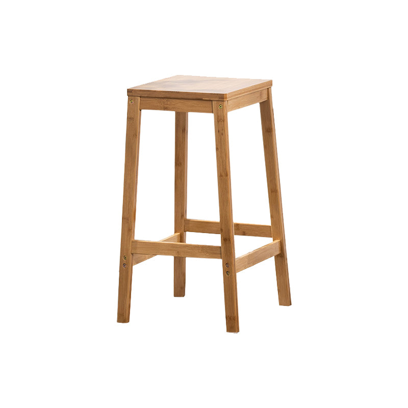 Contemporary Dining Stool Square Solid Wood Bar Stool with Footrest