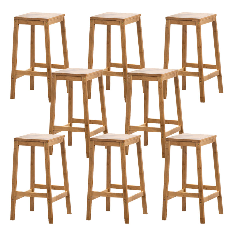 Contemporary Dining Stool Square Solid Wood Bar Stool with Footrest