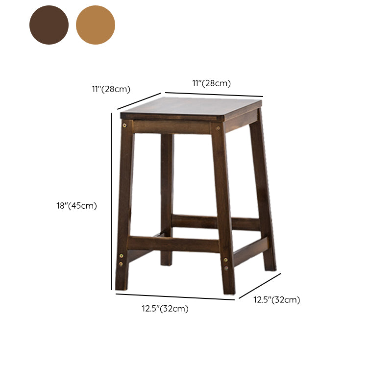 Contemporary Dining Stool Square Solid Wood Bar Stool with Footrest