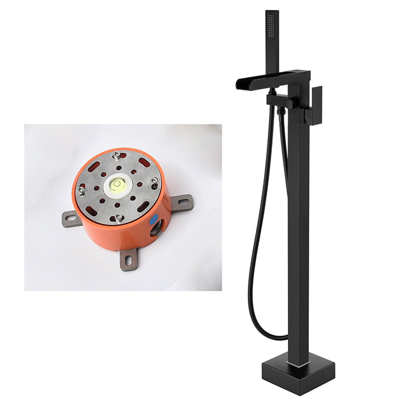 Floor Mounted Copper Freestanding Tub Filler High Arc Freestanding Faucet with Hose