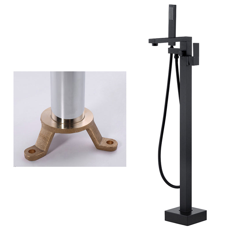 Floor Mounted Copper Freestanding Tub Filler High Arc Freestanding Faucet with Hose