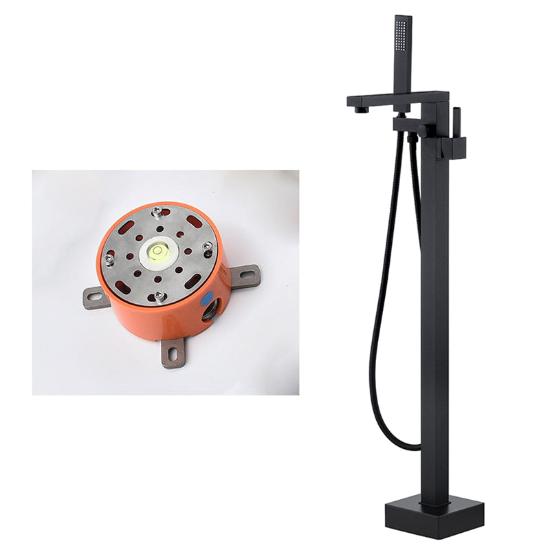 Floor Mounted Copper Freestanding Tub Filler High Arc Freestanding Faucet with Hose