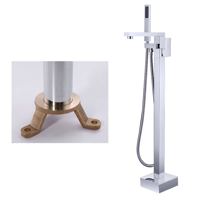 Floor Mounted Copper Freestanding Tub Filler High Arc Freestanding Faucet with Hose