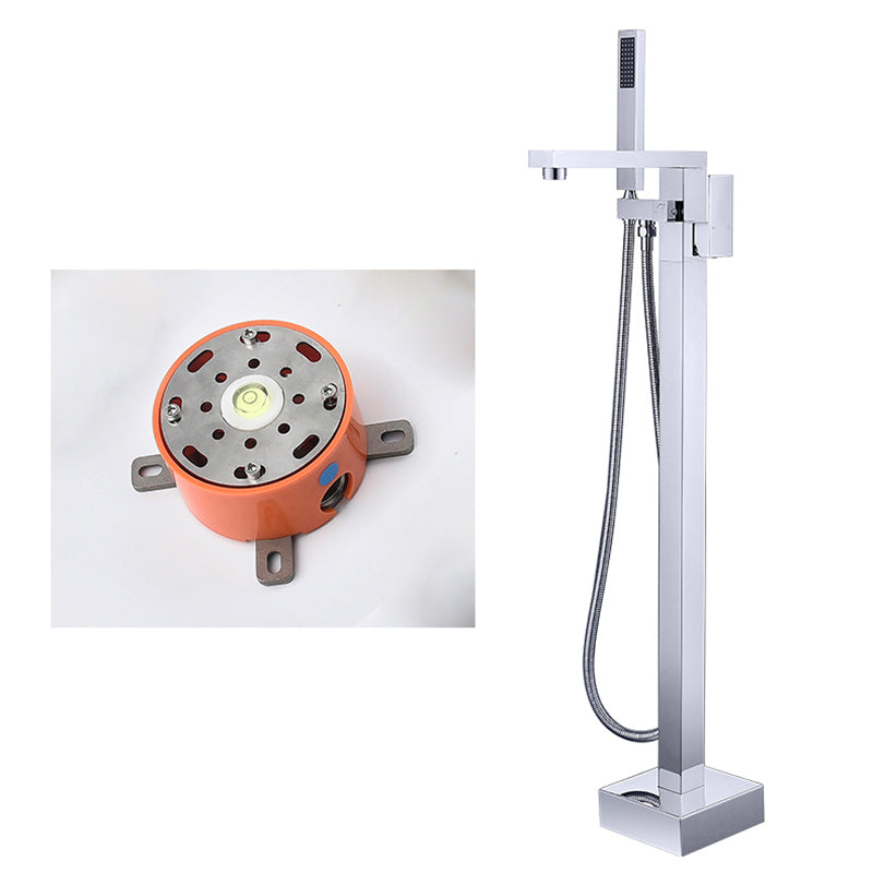 Floor Mounted Copper Freestanding Tub Filler High Arc Freestanding Faucet with Hose