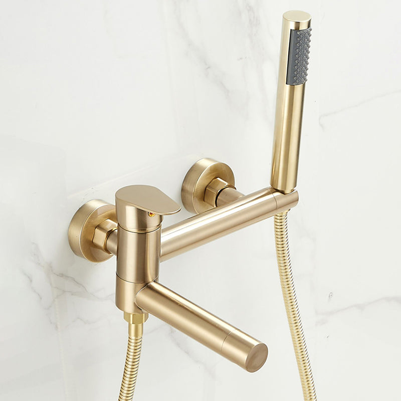 Contemporary Wall Mounted Tub Filler Single Handle Metal Faucet