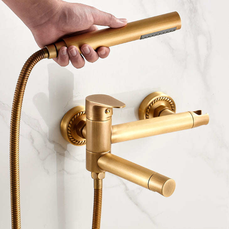 Contemporary Wall Mounted Tub Filler Single Handle Metal Faucet