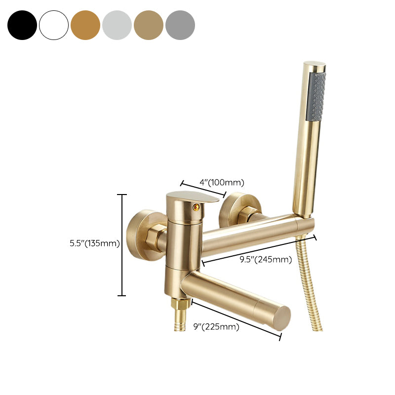 Contemporary Wall Mounted Tub Filler Single Handle Metal Faucet