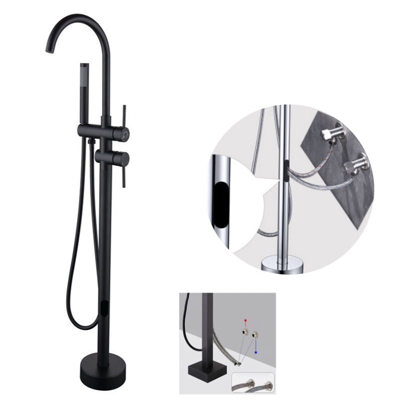 Floor Mounted Copper Freestanding Tub Filler Simple High Arc Freestanding Tub Filler Trim