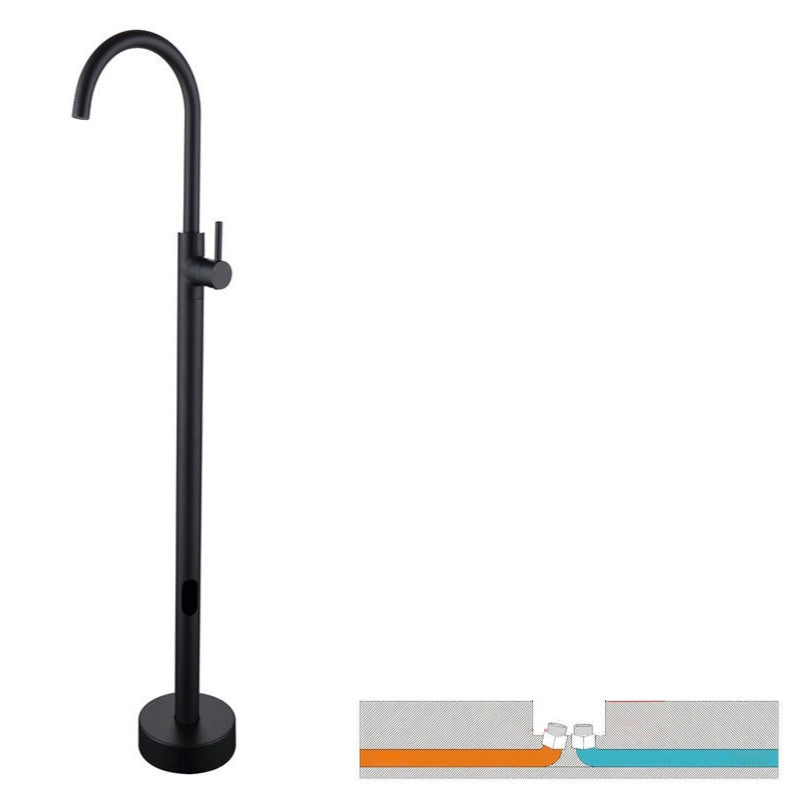 Floor Mounted Copper Freestanding Tub Filler Simple High Arc Freestanding Tub Filler Trim