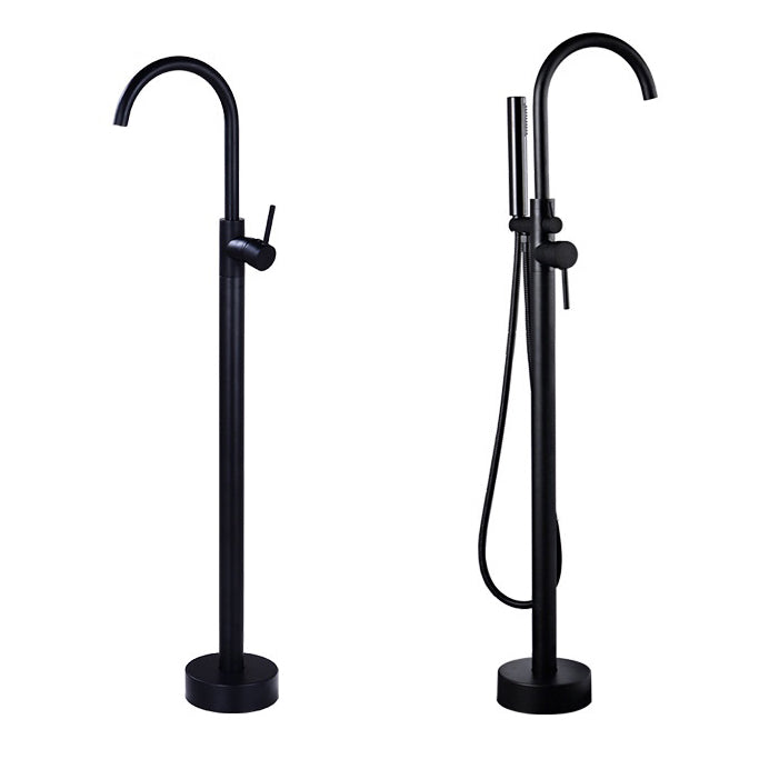 Floor Mounted Copper Freestanding Tub Filler Simple High Arc Freestanding Tub Filler Trim