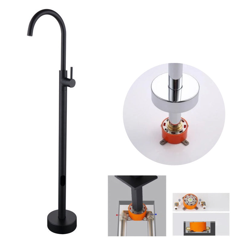 Floor Mounted Copper Freestanding Tub Filler Simple High Arc Freestanding Tub Filler Trim