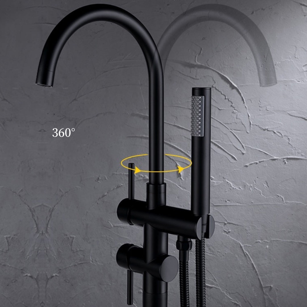 Floor Mounted Copper Freestanding Tub Filler Simple High Arc Freestanding Tub Filler Trim