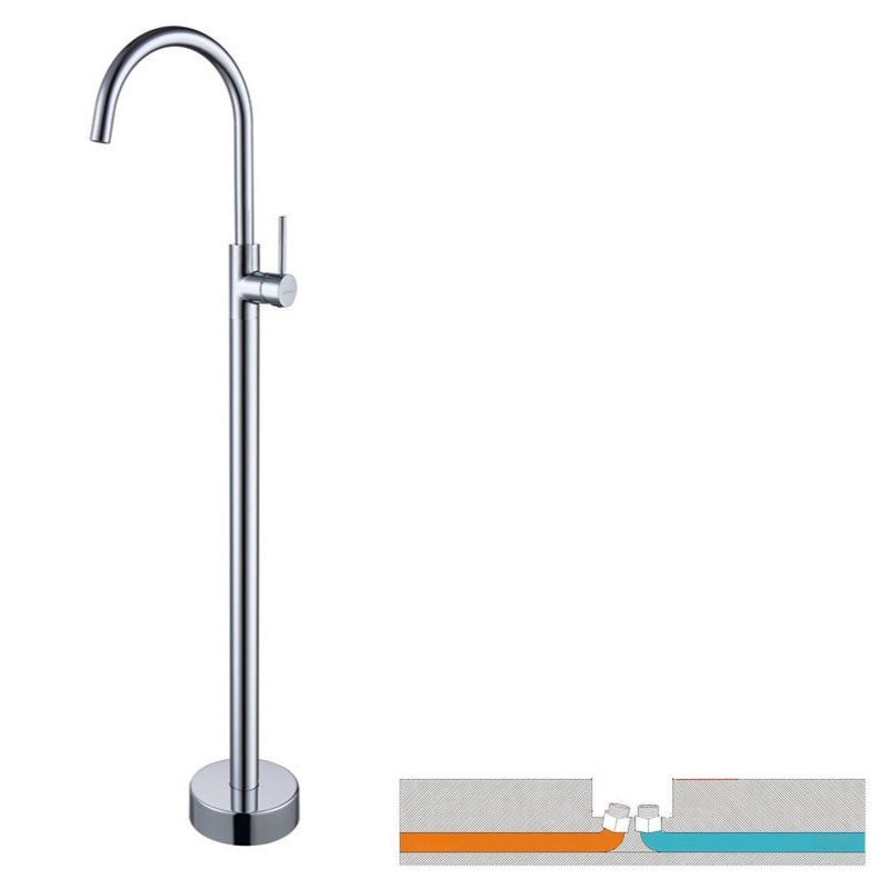 Floor Mounted Copper Freestanding Tub Filler Simple High Arc Freestanding Tub Filler Trim