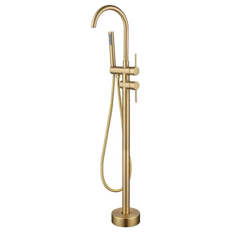 Floor Mounted Copper Freestanding Tub Filler Simple High Arc Freestanding Tub Filler Trim