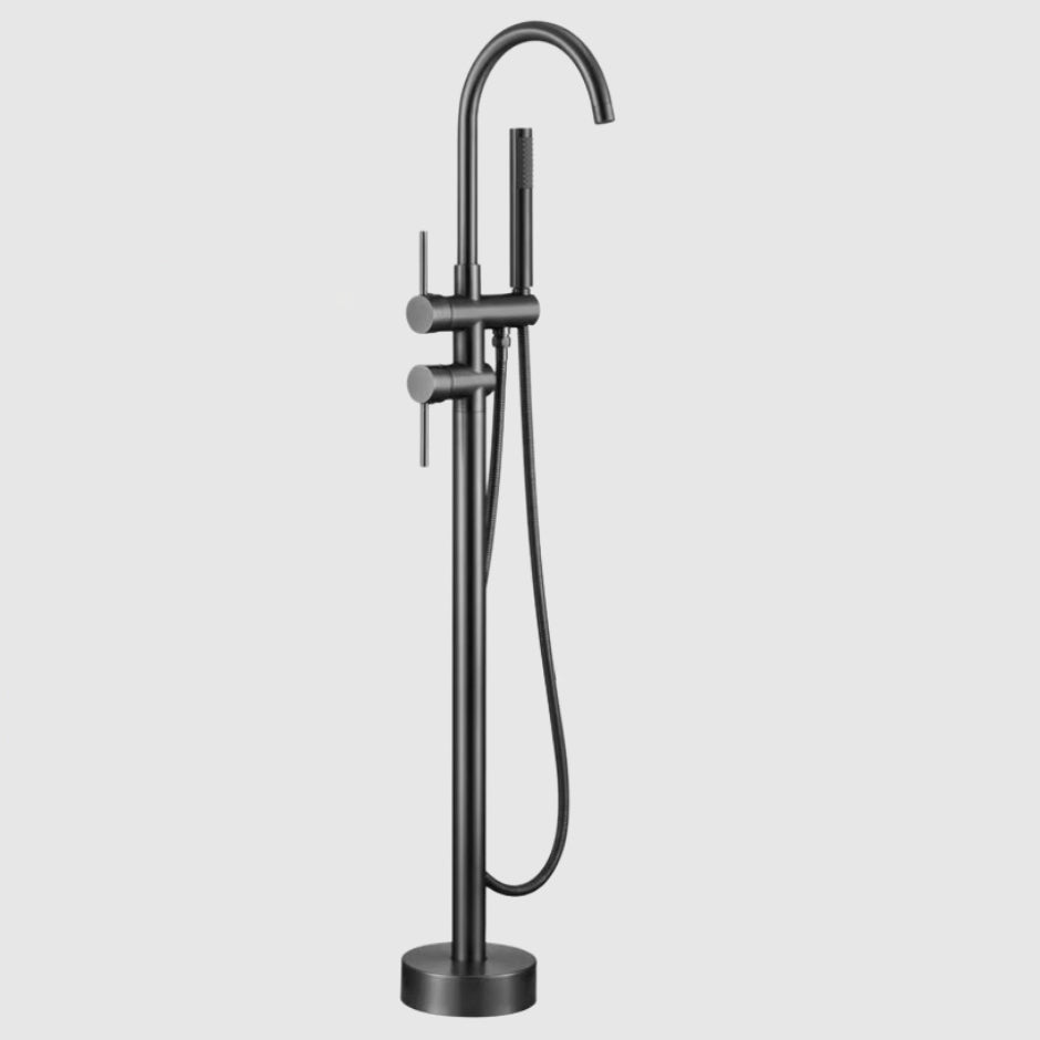 Floor Mounted Copper Freestanding Tub Filler Simple High Arc Freestanding Tub Filler Trim