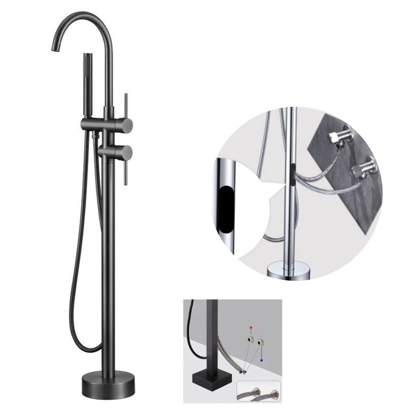 Floor Mounted Copper Freestanding Tub Filler Simple High Arc Freestanding Tub Filler Trim