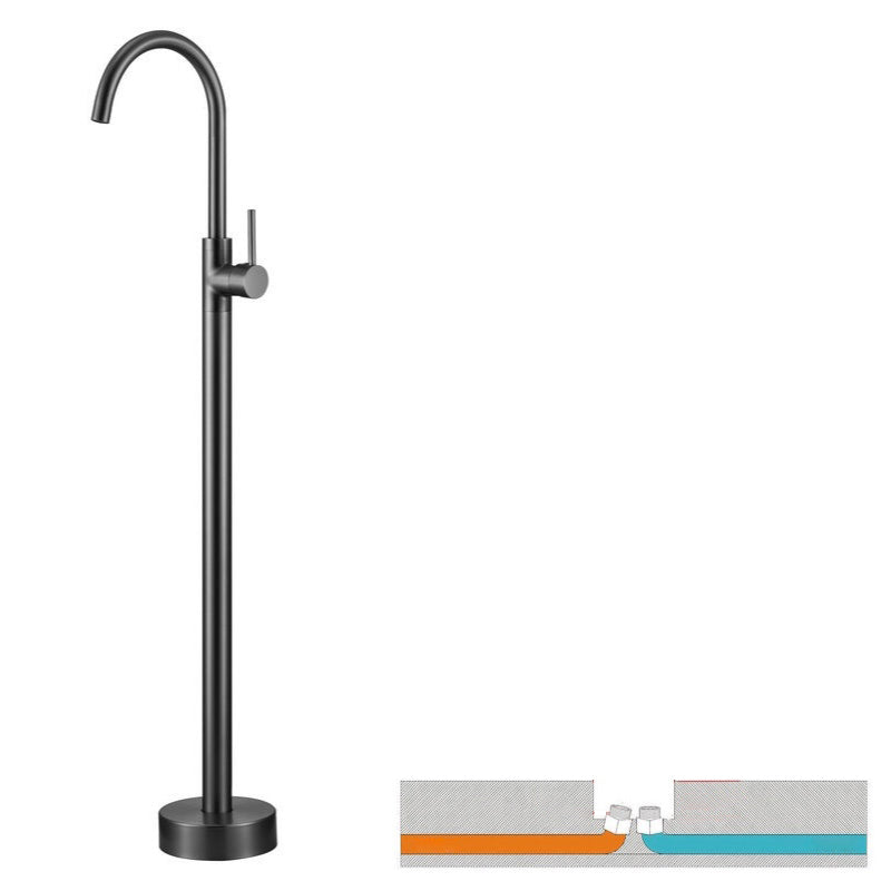 Floor Mounted Copper Freestanding Tub Filler Simple High Arc Freestanding Tub Filler Trim