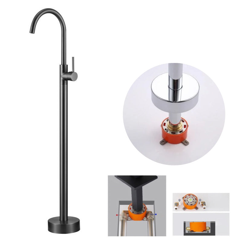 Floor Mounted Copper Freestanding Tub Filler Simple High Arc Freestanding Tub Filler Trim