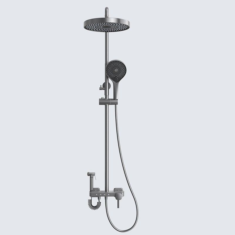 Contemporary Shower Set Dual Shower Head Slide Bar Thermostatic Wall Mounted Shower System