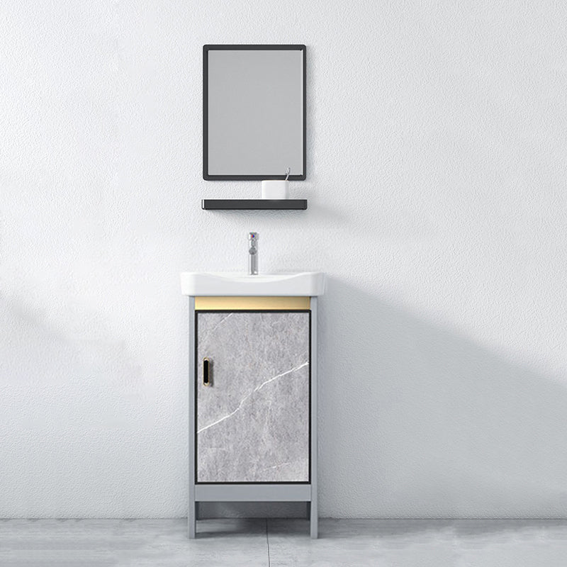 Freestanding Aluminium Bathroom Sink Vanity Gray with Faucet Bathroom Vanity Cabinet