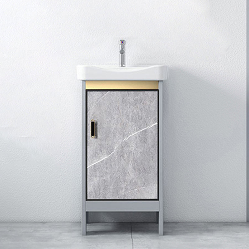 Freestanding Aluminium Bathroom Sink Vanity Gray with Faucet Bathroom Vanity Cabinet