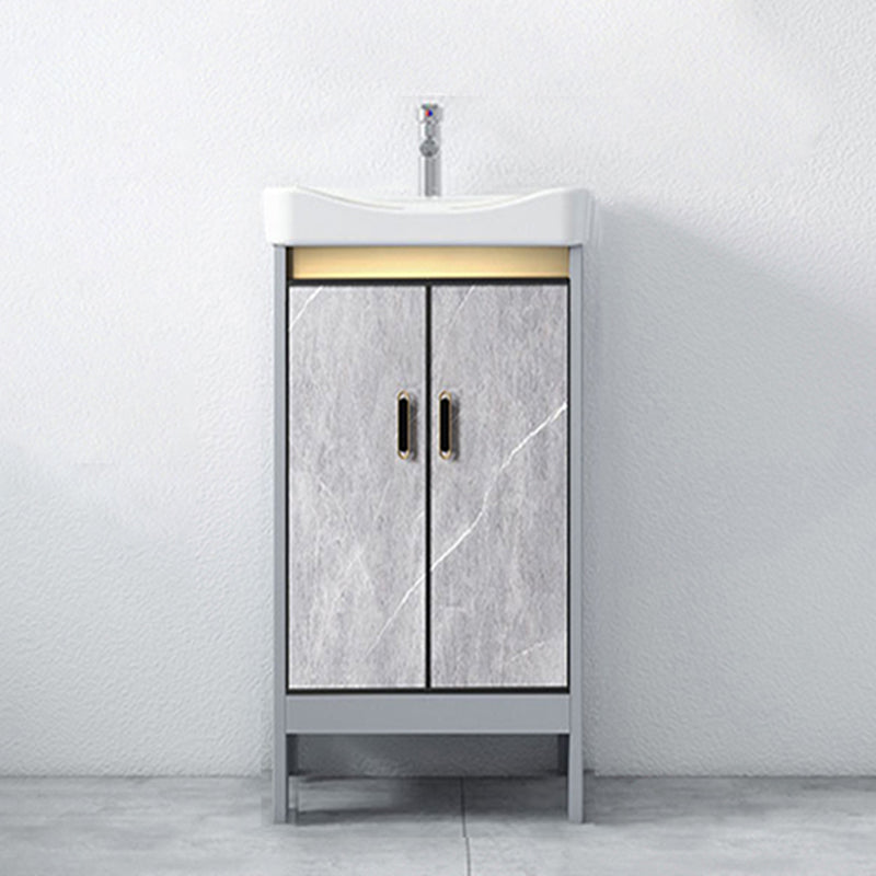 Freestanding Aluminium Bathroom Sink Vanity Gray with Faucet Bathroom Vanity Cabinet