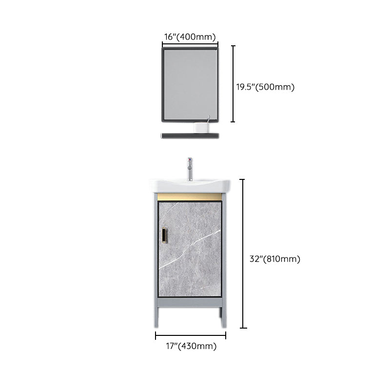 Freestanding Aluminium Bathroom Sink Vanity Gray with Faucet Bathroom Vanity Cabinet