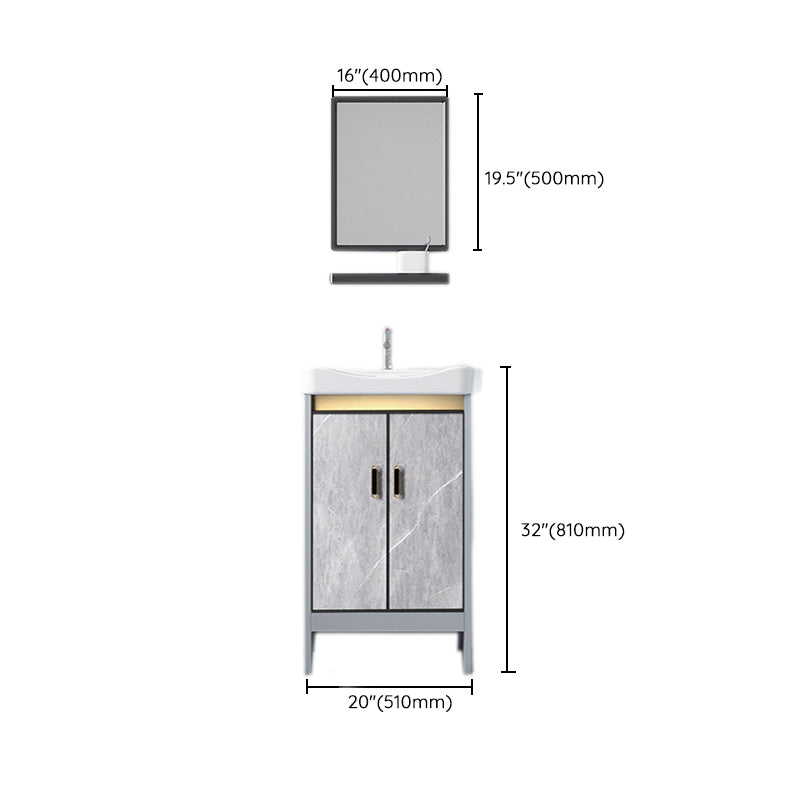 Freestanding Aluminium Bathroom Sink Vanity Gray with Faucet Bathroom Vanity Cabinet