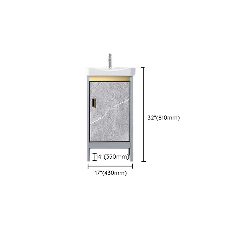 Freestanding Aluminium Bathroom Sink Vanity Gray with Faucet Bathroom Vanity Cabinet