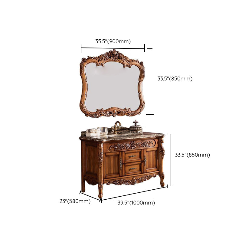 Freestanding Bathroom Vanity Set 2 Doors Single Sink Glam Drawers Vanity with Mirror