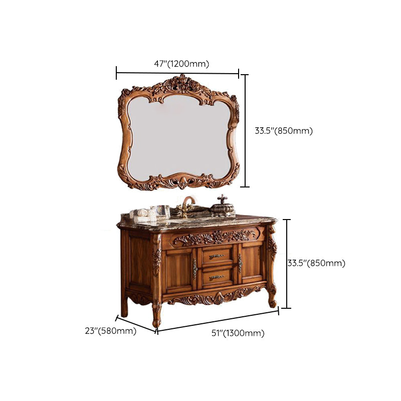 Freestanding Bathroom Vanity Set 2 Doors Single Sink Glam Drawers Vanity with Mirror