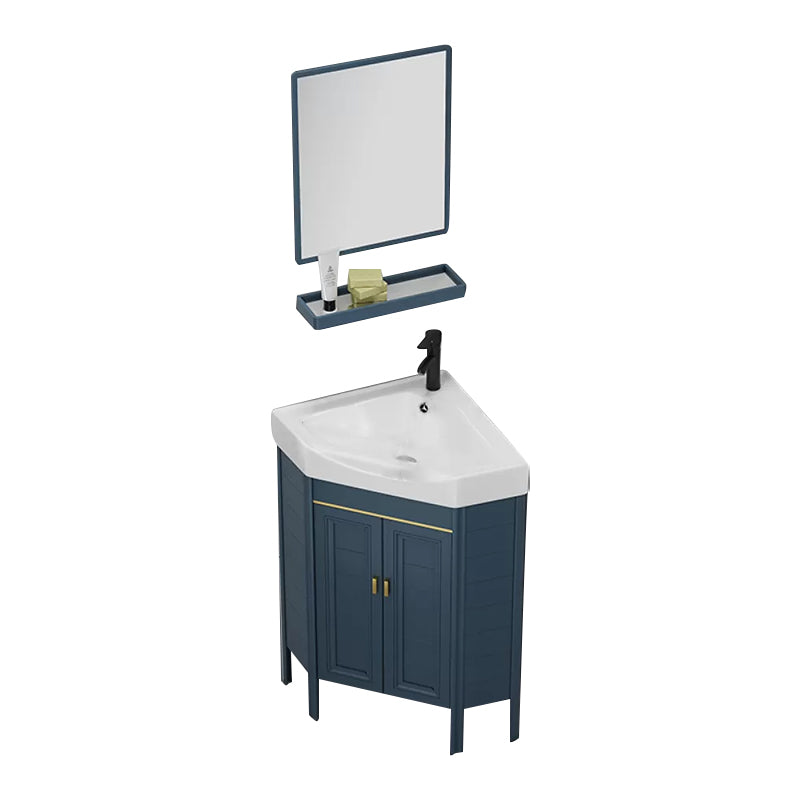 Gorgeous Sink Cabinet Blue Tone Free-standing Corner Bathroom Vanity
