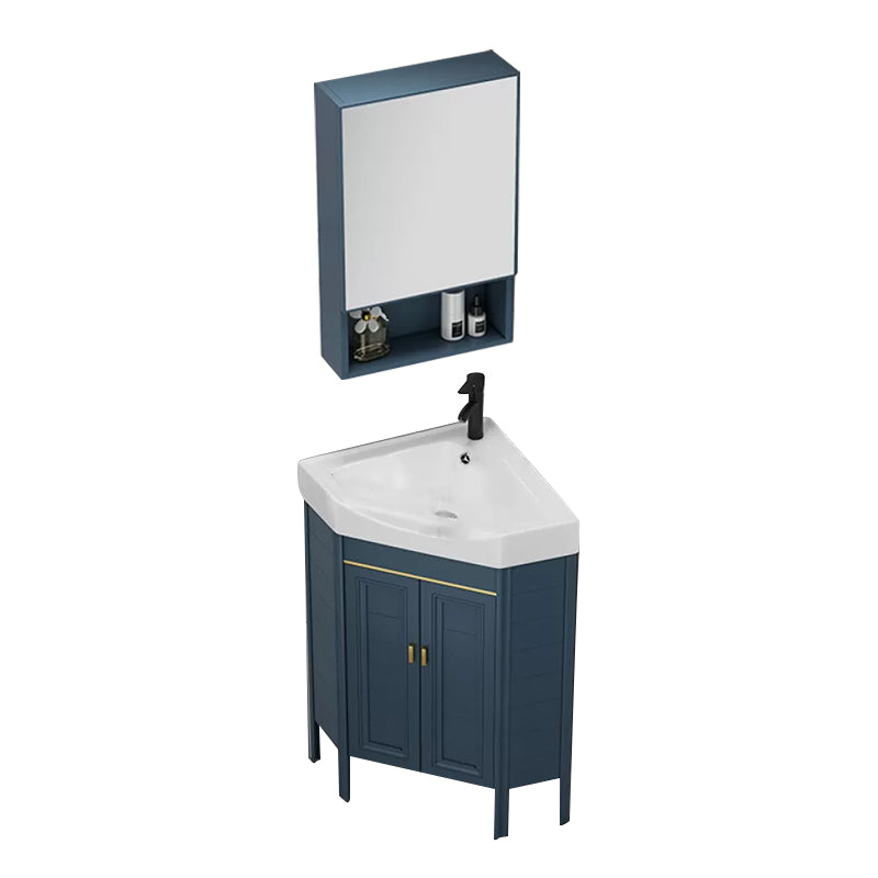 Gorgeous Sink Cabinet Blue Tone Free-standing Corner Bathroom Vanity