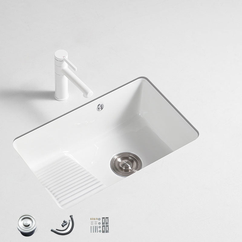 Traditional Undermount Vanity Sink Porcelain Rectangular with Overflow Basin Sink