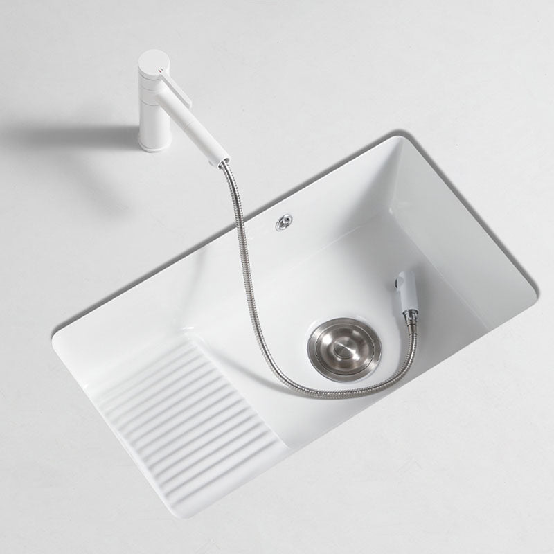 Traditional Undermount Vanity Sink Porcelain Rectangular with Overflow Basin Sink