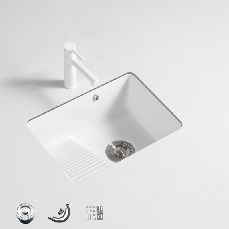 Traditional Undermount Vanity Sink Porcelain Rectangular with Overflow Basin Sink